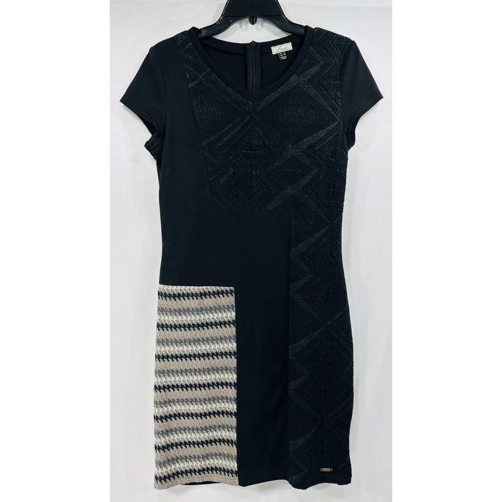 Mismash Dress‎ Women's Size M Black Sleeveless Sheath Stretch Zipper Smash Midi